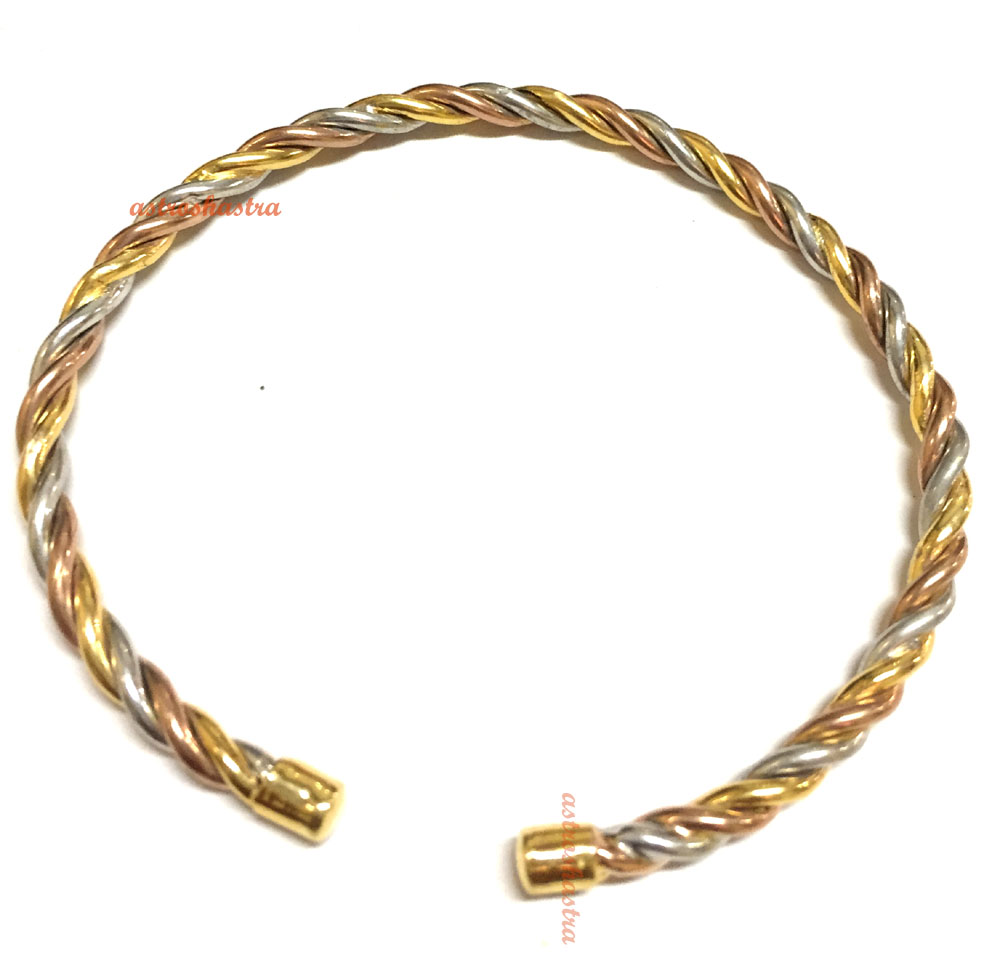 Tridhatu Kada – Gold, Silver & Copper Bangle for Astrological Remedies